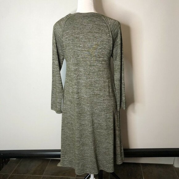 Gap XS Dark Heather Green Swing Dress 3/4 Length S - Picture 2 of 7